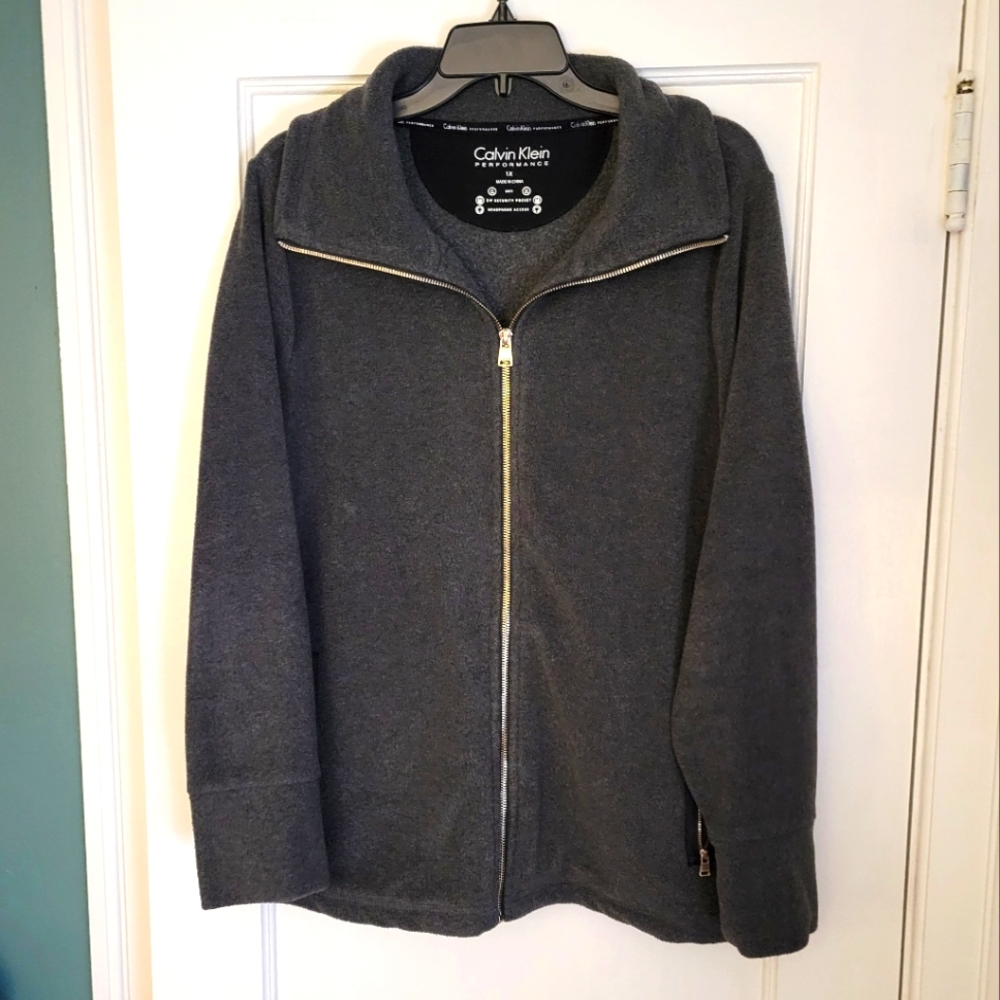 Calvin Klein Womens Plus Grey Full Zip Active Performance Fleece, Size 1X